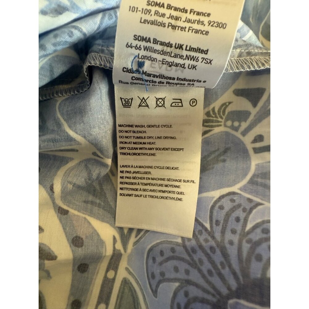 Farm Rio Maxi Blue And White Belted Dress Size L Anthropologie Blue Tile Dream - Picture 14 of 15